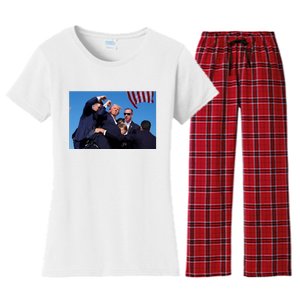 Trump Shot At Rally America Women's Flannel Pajama Set