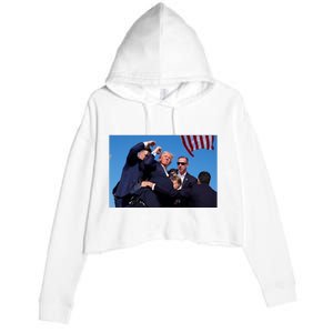 Trump Shot At Rally America Crop Fleece Hoodie