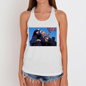 Trump Shot At Rally America Women's Knotted Racerback Tank