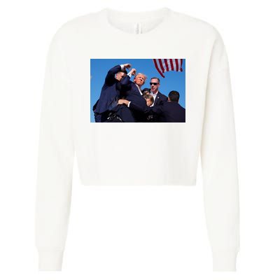 Trump Shot At Rally America Cropped Pullover Crew