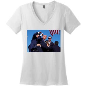 Trump Shot At Rally America Women's V-Neck T-Shirt