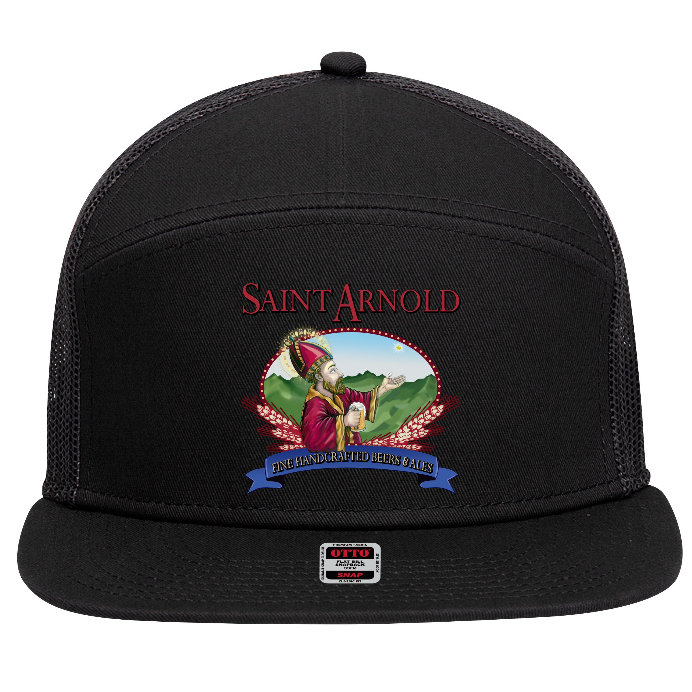 The St Arnold Cool Vector Design 7 Panel Mesh Trucker Snapback Hat