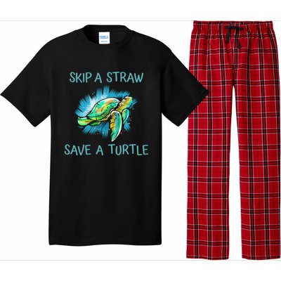 Turtle Skip A Straw Save A Turtle Gift Pajama Set