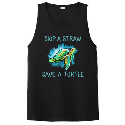 Turtle Skip A Straw Save A Turtle Gift PosiCharge Competitor Tank