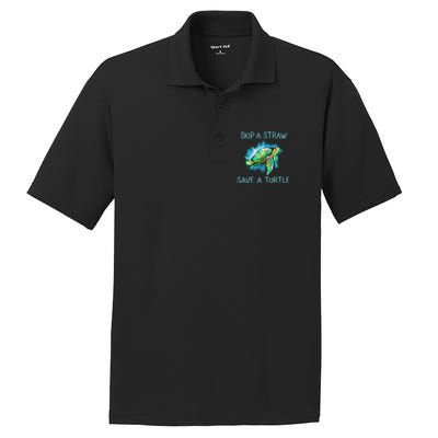 Turtle Skip A Straw Save A Turtle Gift PosiCharge RacerMesh Polo