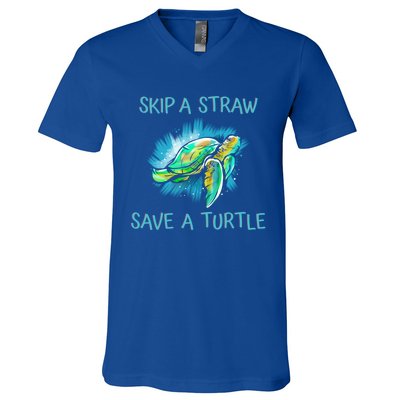 Turtle Skip A Straw Save A Turtle Gift V-Neck T-Shirt