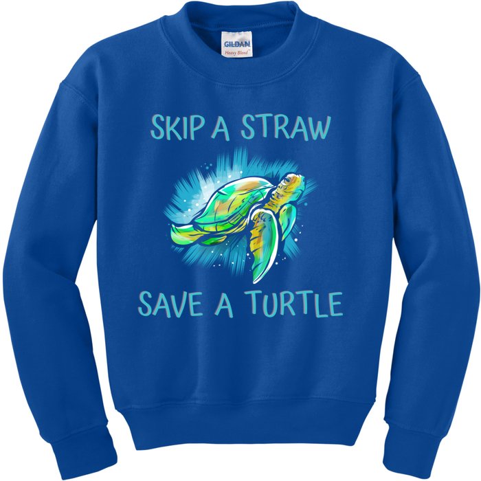 Turtle Skip A Straw Save A Turtle Gift Kids Sweatshirt