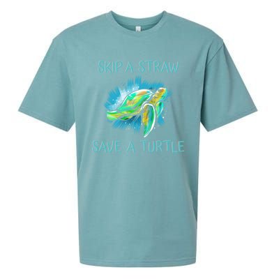 Turtle Skip A Straw Save A Turtle Gift Sueded Cloud Jersey T-Shirt