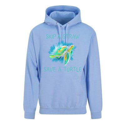 Turtle Skip A Straw Save A Turtle Gift Unisex Surf Hoodie