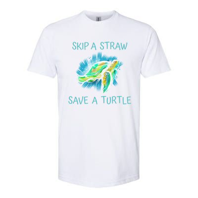 Turtle Skip A Straw Save A Turtle Gift Softstyle CVC T-Shirt