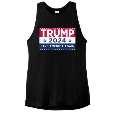 Trump Save America Again 2024 Election Ladies PosiCharge Tri-Blend Wicking Tank