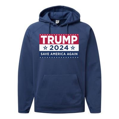 Trump Save America Again 2024 Election Performance Fleece Hoodie