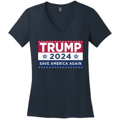 Trump Save America Again 2024 Election Women's V-Neck T-Shirt