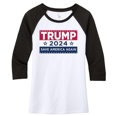 Trump Save America Again 2024 Election Women's Tri-Blend 3/4-Sleeve Raglan Shirt