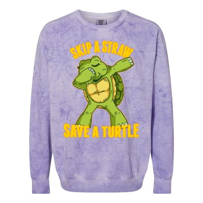 Turtle Skip A Straw Save A Turtle Reptiles Saying Gift Great Gift Colorblast Crewneck Sweatshirt