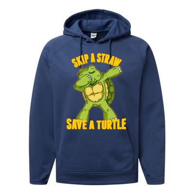 Turtle Skip A Straw Save A Turtle Reptiles Saying Gift Great Gift Performance Fleece Hoodie