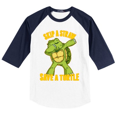 Turtle Skip A Straw Save A Turtle Reptiles Saying Gift Great Gift Baseball Sleeve Shirt