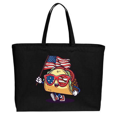 Taco Sunglasses American Flag USA Funny 4th Of July Gifts Cotton Canvas Jumbo Tote