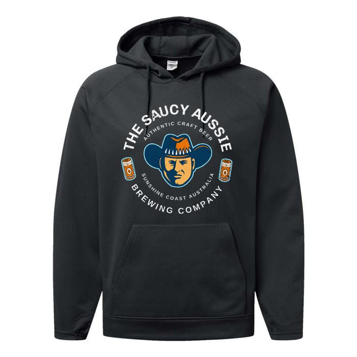 The Saucy Aussie Craft Beer Sunshine Coast Australia Beer Performance Fleece Hoodie