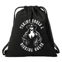 Taking Souls And Digging Holes Drawstring Bag