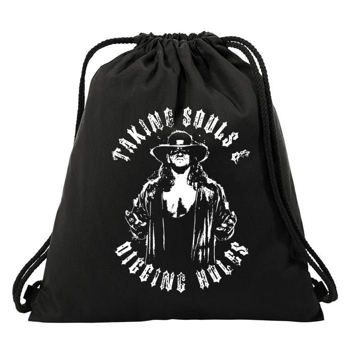Taking Souls And Digging Holes Drawstring Bag