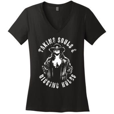 Taking Souls And Digging Holes Women's V-Neck T-Shirt