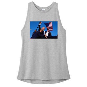 Trump Shooting Assassination Attempt Survival Ladies PosiCharge Tri-Blend Wicking Tank