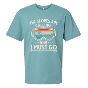 The Slopes Are Calling And I Must Go Retro Skiing Goggles Meaningful Gift Sueded Cloud Jersey T-Shirt