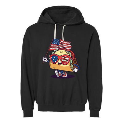 Taco Sunglasses American Flag USA Funny 4th Of July Gifts Garment-Dyed Fleece Hoodie