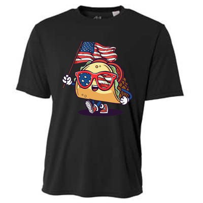 Taco Sunglasses American Flag USA Funny 4th Of July Gifts Cooling Performance Crew T-Shirt