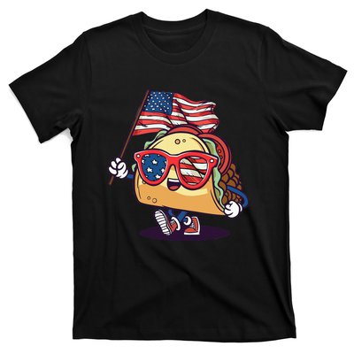 Taco Sunglasses American Flag USA Funny 4th Of July Gifts T-Shirt