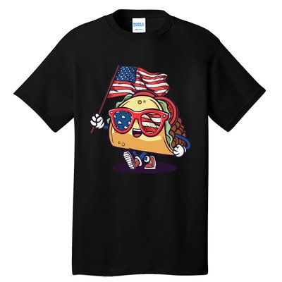 Taco Sunglasses American Flag USA Funny 4th Of July Gifts Tall T-Shirt