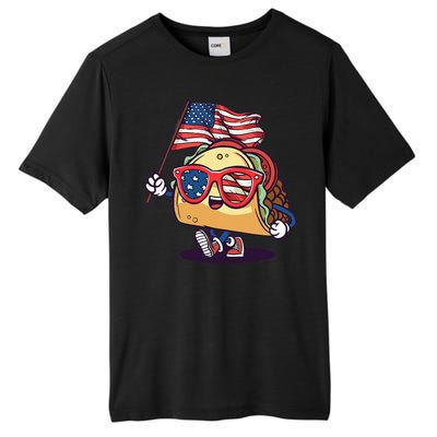 Taco Sunglasses American Flag USA Funny 4th Of July Gifts Tall Fusion ChromaSoft Performance T-Shirt