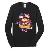 Taco Sunglasses American Flag USA Funny 4th Of July Gifts Tall Long Sleeve T-Shirt