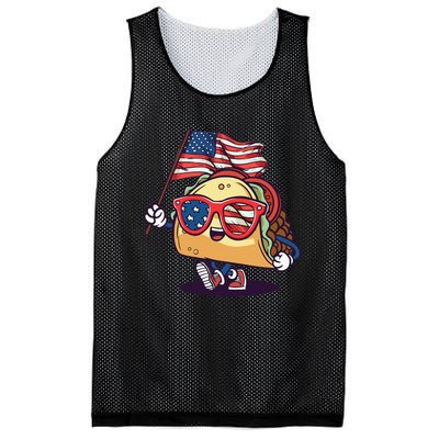 Taco Sunglasses American Flag USA Funny 4th Of July Gifts Mesh Reversible Basketball Jersey Tank