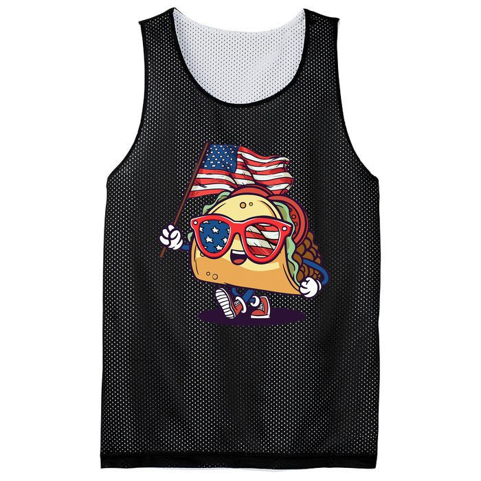 Taco Sunglasses American Flag USA Funny 4th Of July Gifts Mesh Reversible Basketball Jersey Tank