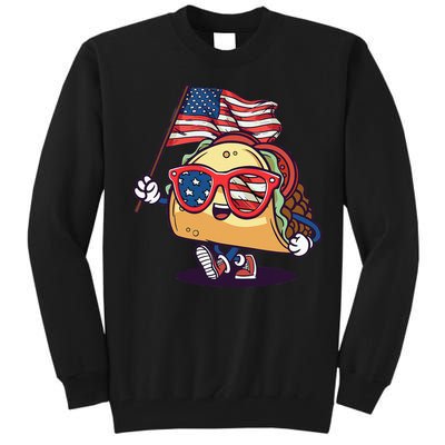 Taco Sunglasses American Flag USA Funny 4th Of July Gifts Tall Sweatshirt