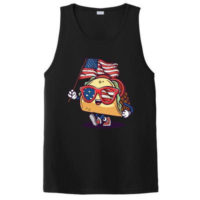 Taco Sunglasses American Flag USA Funny 4th Of July Gifts PosiCharge Competitor Tank