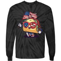 Taco Sunglasses American Flag USA Funny 4th Of July Gifts Tie-Dye Long Sleeve Shirt