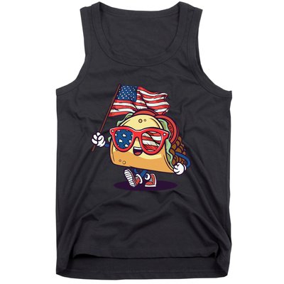 Taco Sunglasses American Flag USA Funny 4th Of July Gifts Tank Top