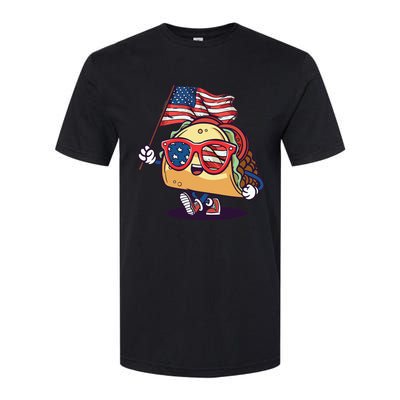 Taco Sunglasses American Flag USA Funny 4th Of July Gifts Softstyle CVC T-Shirt