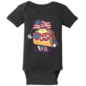 Taco Sunglasses American Flag Usa Funny 4th Of July Gifts Baby Bodysuit