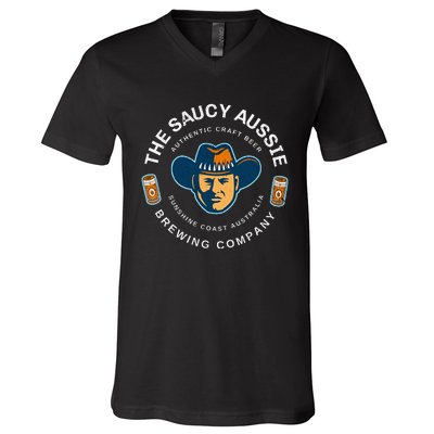 The Saucy Aussie Craft Beer Sunshine Coast Australia Beer V-Neck T-Shirt