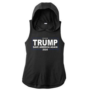 Trump Save America Again 2024 Ladies PosiCharge Tri-Blend Wicking Draft Hoodie Tank