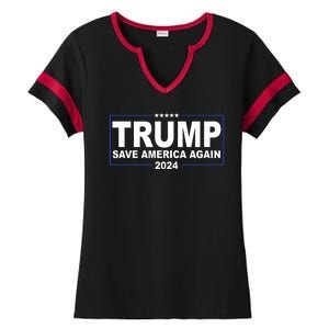 Trump Save America Again 2024 Ladies Halftime Notch Neck Tee