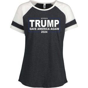 Trump Save America Again 2024 Enza Ladies Jersey Colorblock Tee