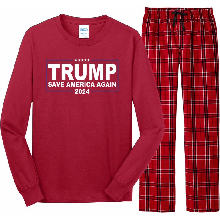 Trump Save America Again 2024 Long Sleeve Pajama Set