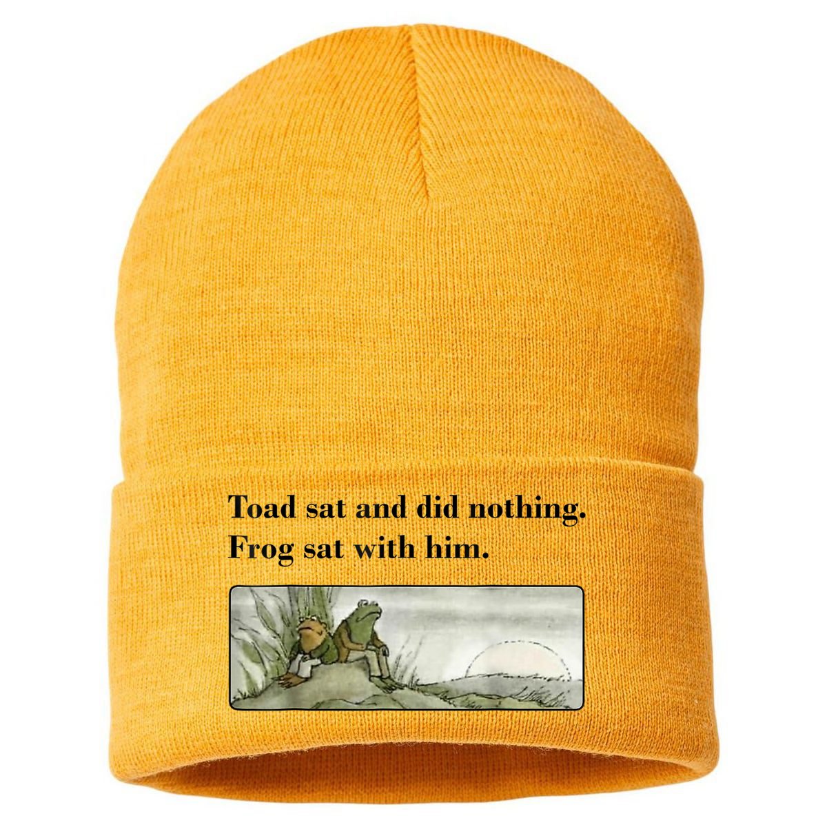 Toad Sat And Did Nothing Frog Sat With Him Sustainable Knit Beanie