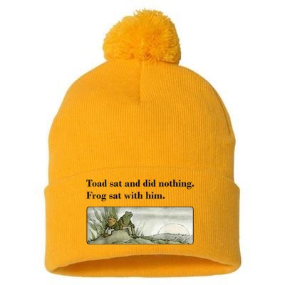 Toad Sat And Did Nothing Frog Sat With Him Pom Pom 12in Knit Beanie