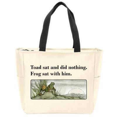 Toad Sat And Did Nothing Frog Sat With Him Zip Tote Bag
